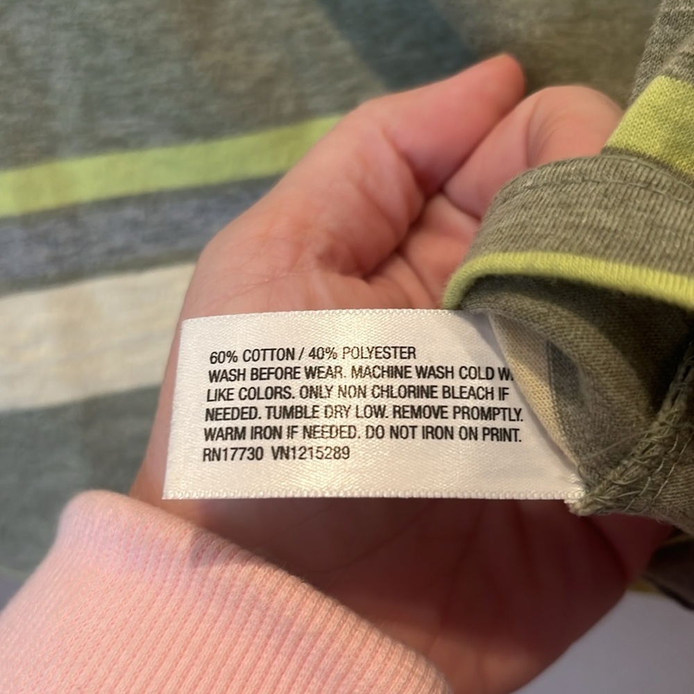 New Cat & Jack Kid’s Green Neutral Striped Long Sleeve T Shirt Size Medium NWT - Picture 4 of 7